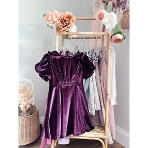 Zara Sugarplum Lush Drapey Soft Velvet Puff Slv Dress 6